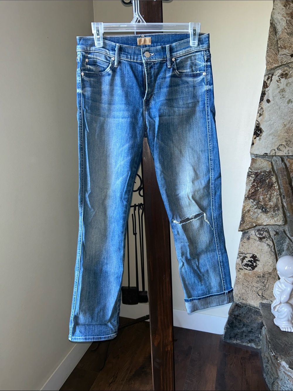 MOTHER Women's Light Blue Cropped Ankle Jeans